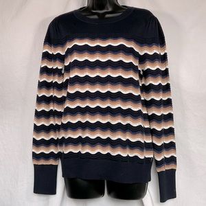 Tommy Hilfiger Navy Wave Striped Crewneck Sweater